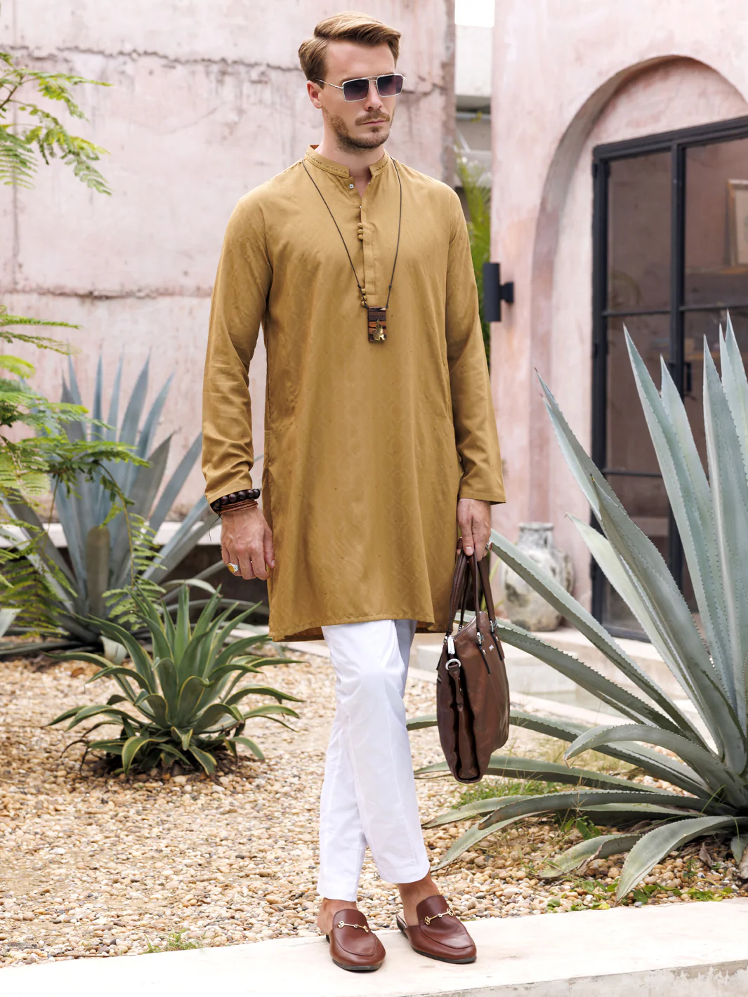 MUSTARD BLENDED KURTA | AL-K-1149B/JJ-8615E