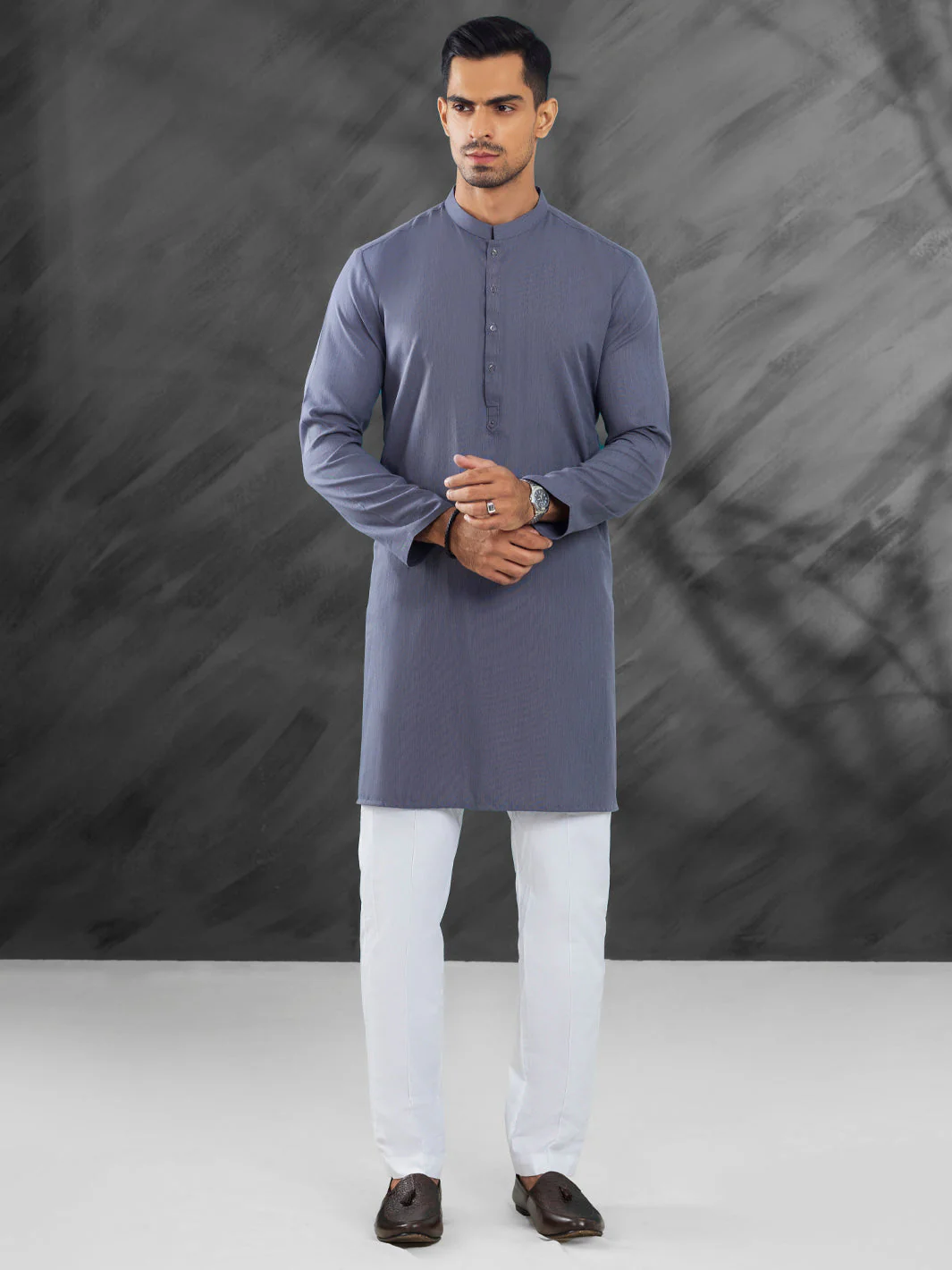 GREY BLENDED KURTA | AL-K-1215/AM-6274B
