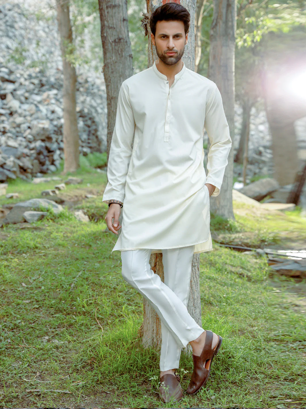 OFF WHITE VISCOSE KURTA | AL-K-US-1014/AM-5045A