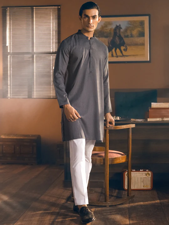 DARK GREY VISCOSE KURTA | AL-K-US-1049/AM-6008D