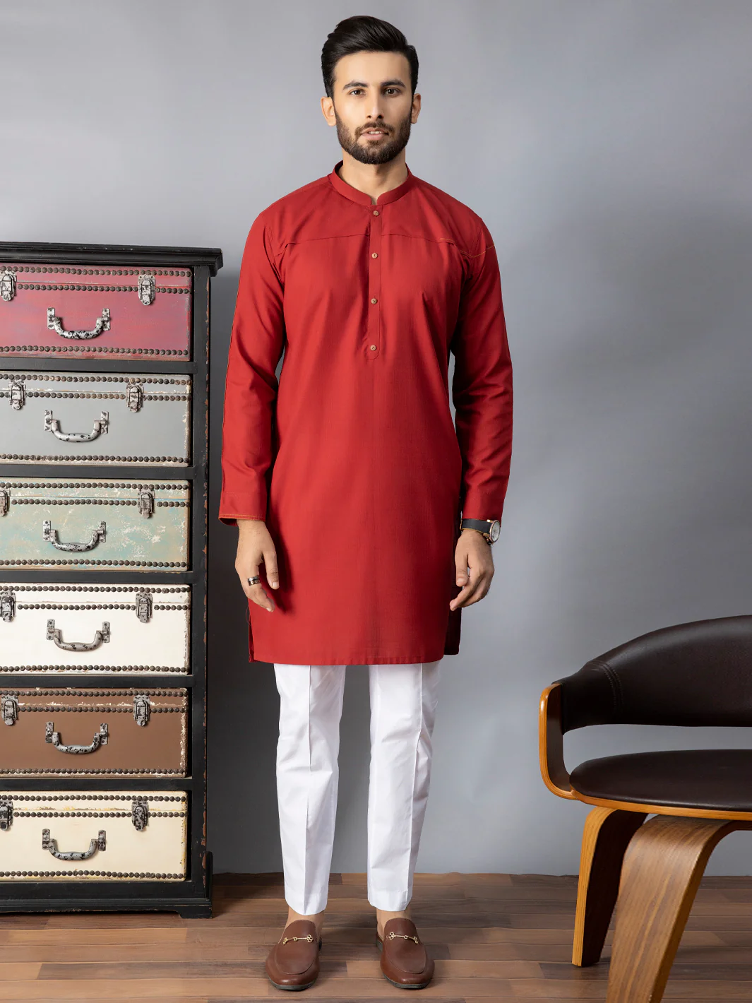 RED VISCOSE KURTA | AL-K-US-1070A/AM-6067A