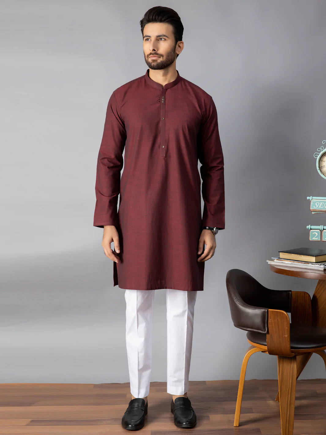 MAROON VISCOSE KURTA | AL-K-US-1078/AM-6080B