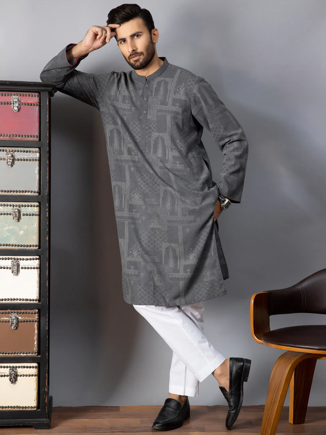DARK GREY VISCOSE KURTA | AL-K-US-1083/AM-6087C