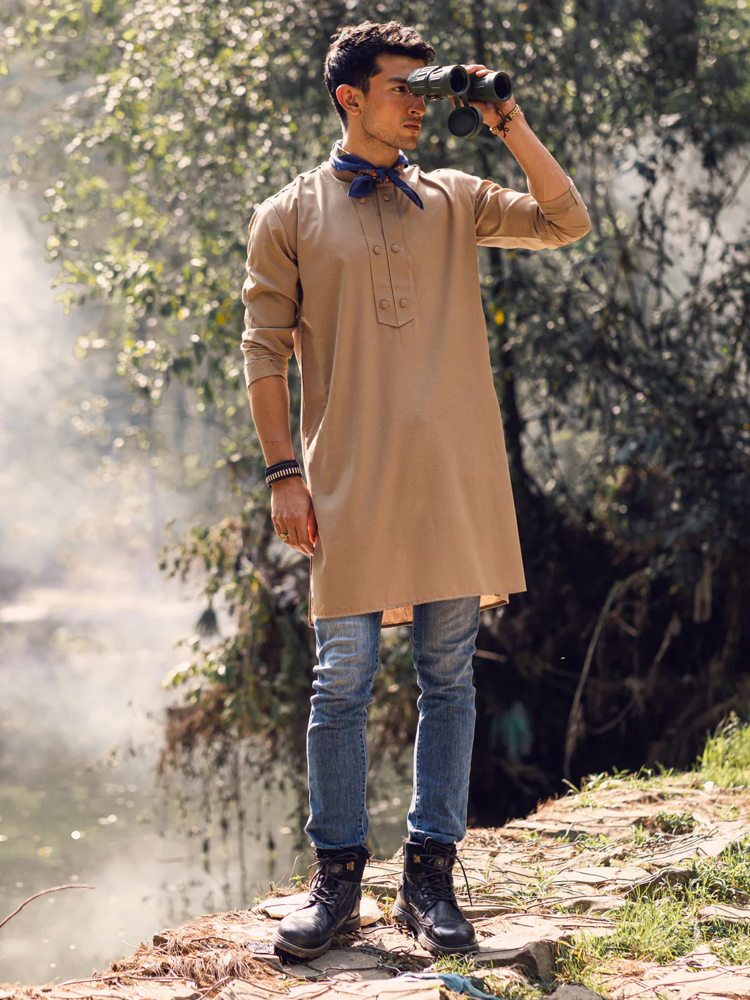 SAND BROWN BLENDED KURTA | AL-K-US-1143B/AM-6120B