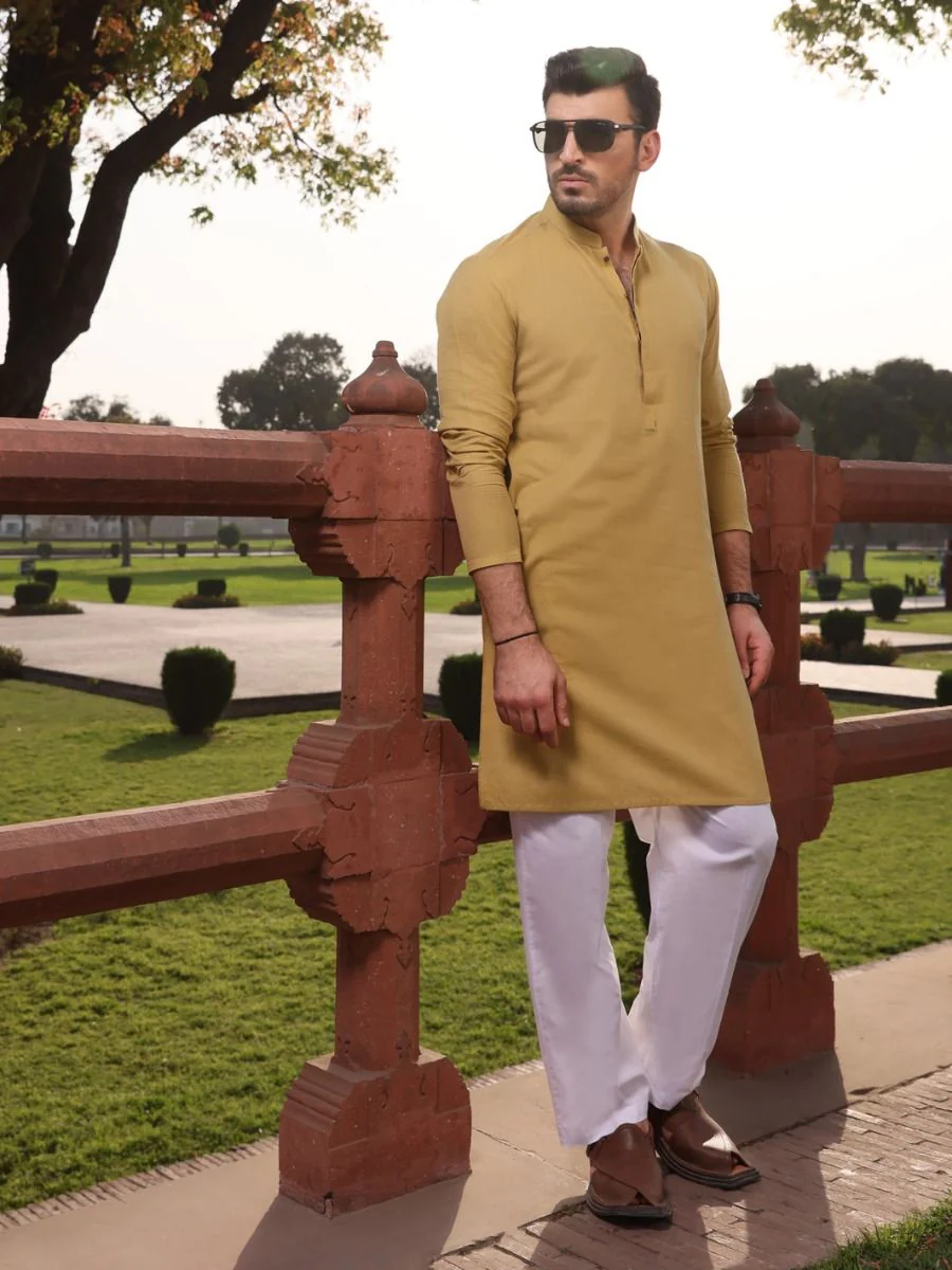 LIGHT GREEN COTTON KURTA | AL-K-US-911 V-2 2021