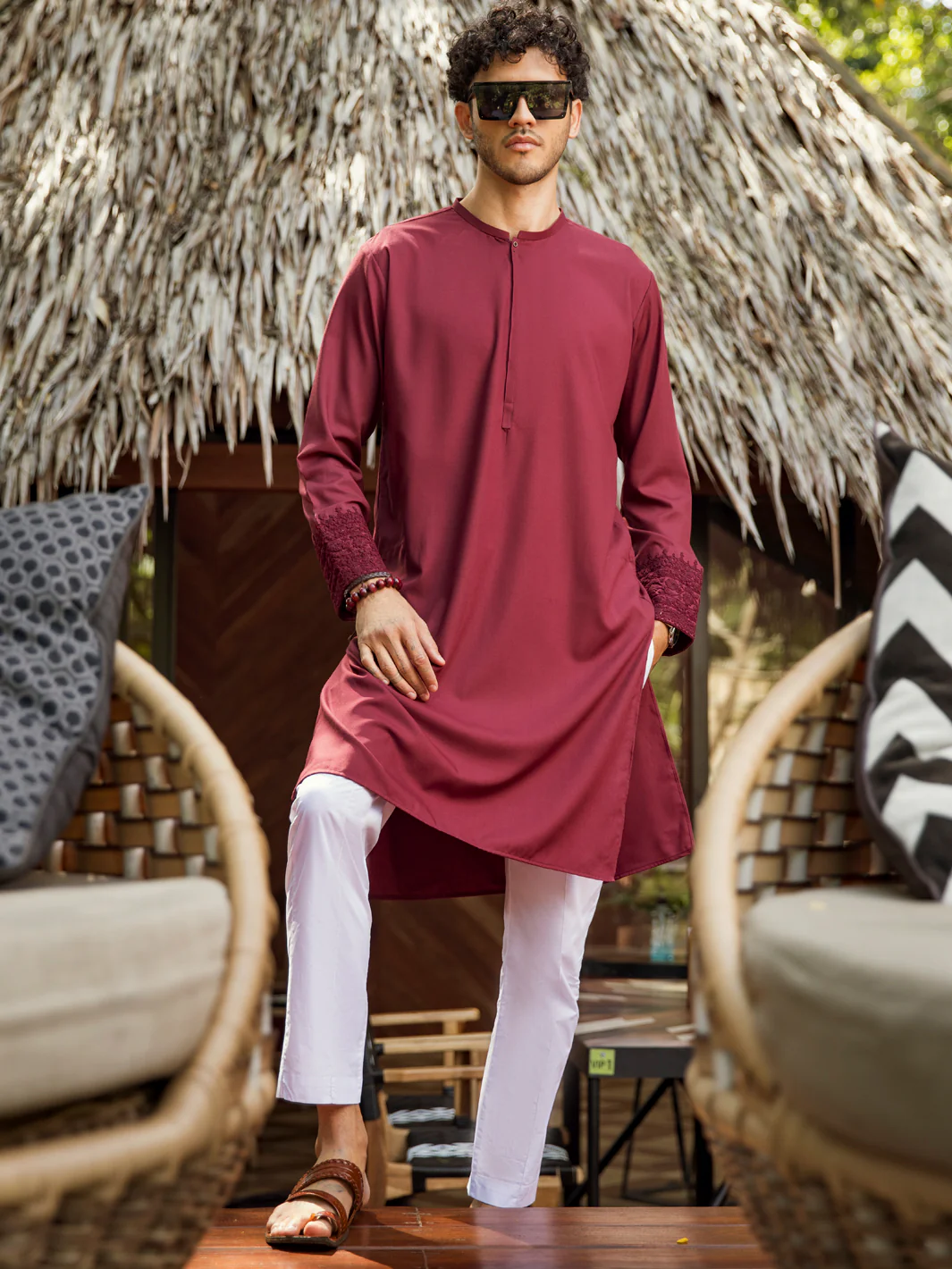 MAROON VISCOSE KURTA | AL-K-US-958/AM-5015C