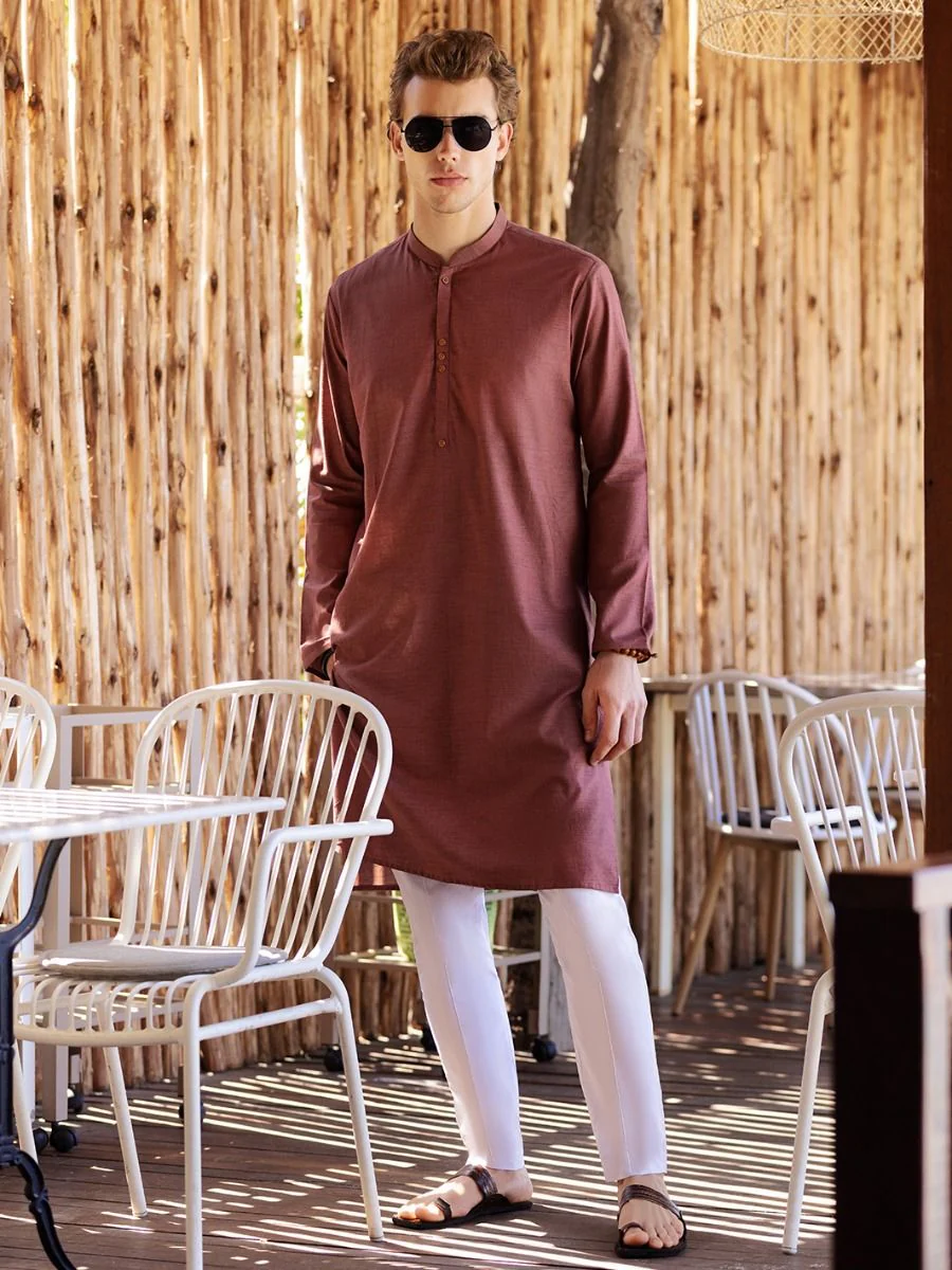 RUST COTTON KURTA | AL-K-US-988/AM-948A