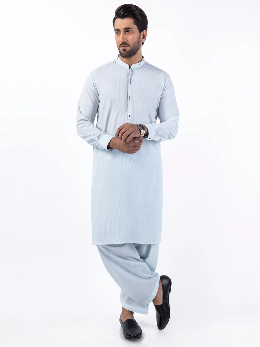 LIGHT BLUE BLENDED KAMEEZ SHALWAR | AL-KS-3064A/AM-6196A