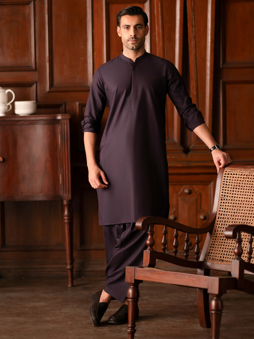PURPLE BLENDED KAMEEZ SHALWAR | AL-KS-3130/AM-6210A