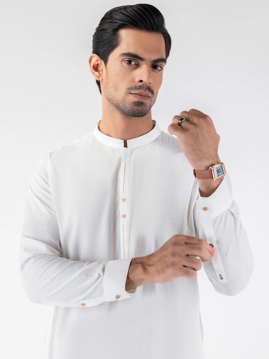 WHITE BLENDED KAMEEZ SHALWAR | AL-KS-3202/AM-6303A - Image 2