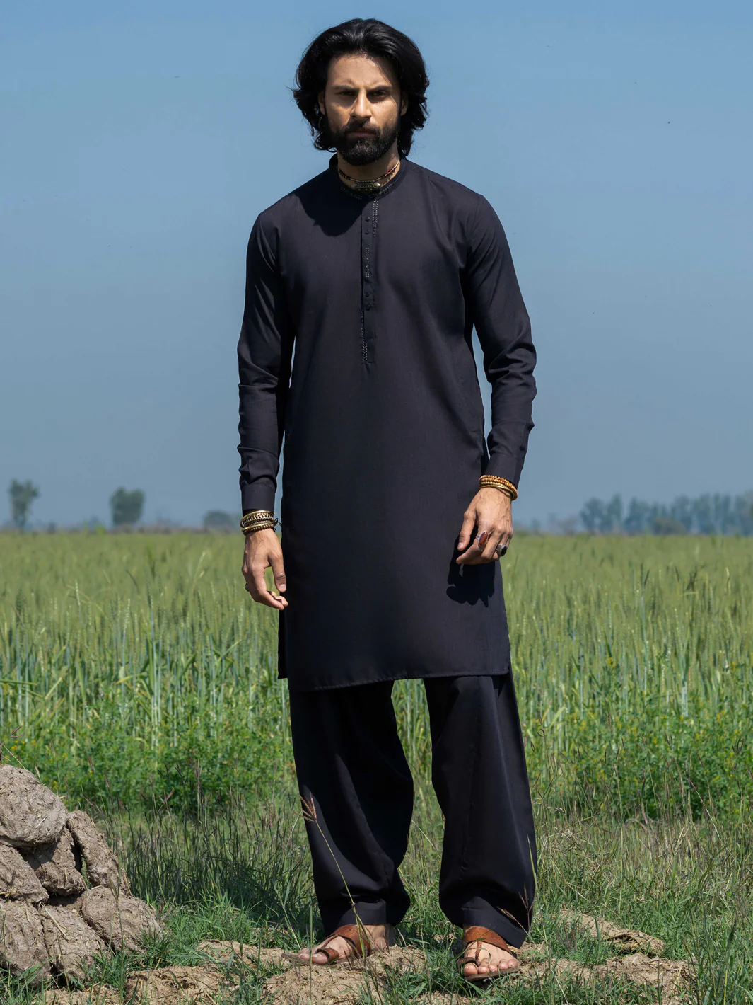 BLACK BLENDED KAMEEZ SHALWAR | AL-KS-3217B/AM-6303B