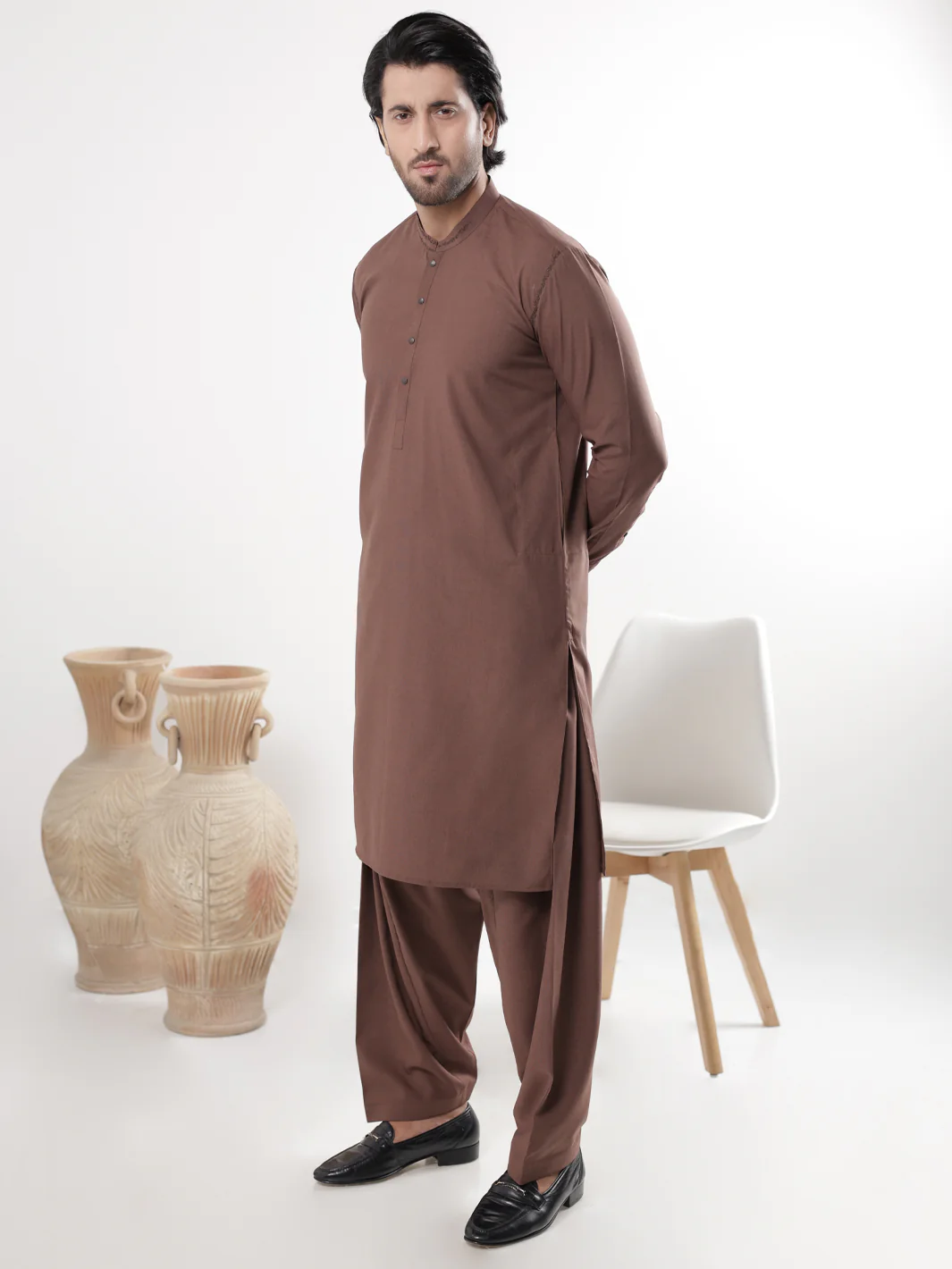 BROWN BLENDED KAMEEZ SHALWAR | AL-KS-3234/AM-6296C