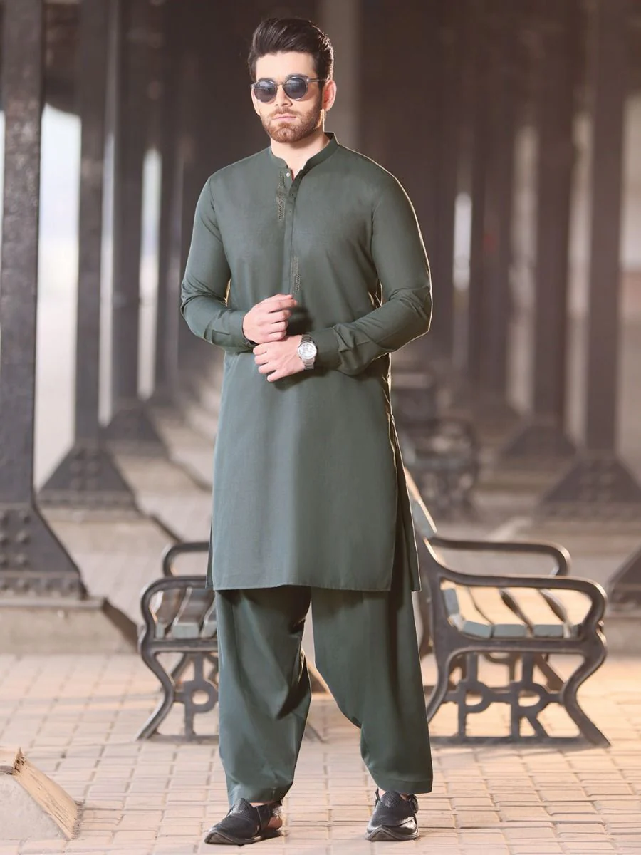 GREEN VISCOSE KAMEEZ SHALWAR | AL-KS-US-2586 V-1 2021