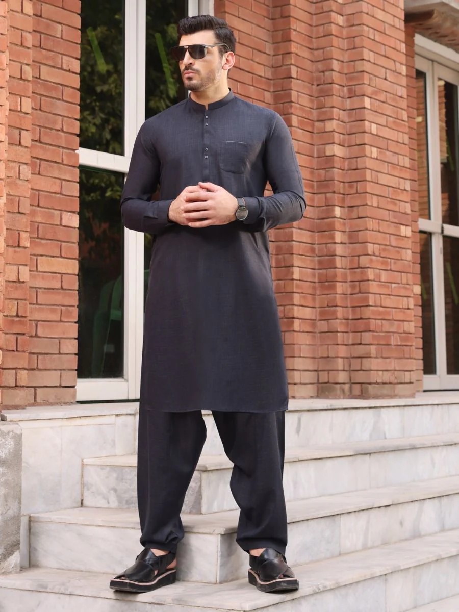 CHARCOAL GREY VISCOSE KAMEEZ SHALWAR | AL-KS-US-2604 V-2 2021