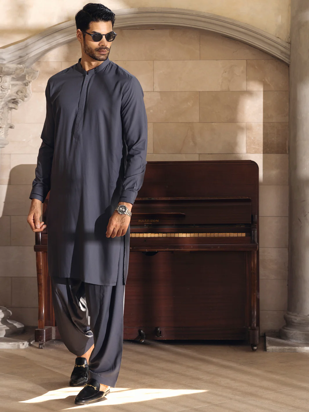 GREY VISCOSE KAMEEZ SHALWAR | AL-KS-US-2671/AM-999A