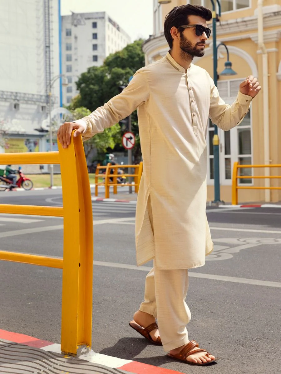 CREAM KAMEEZ SHALWAR | AL-KS-US-2705/AM-5050A