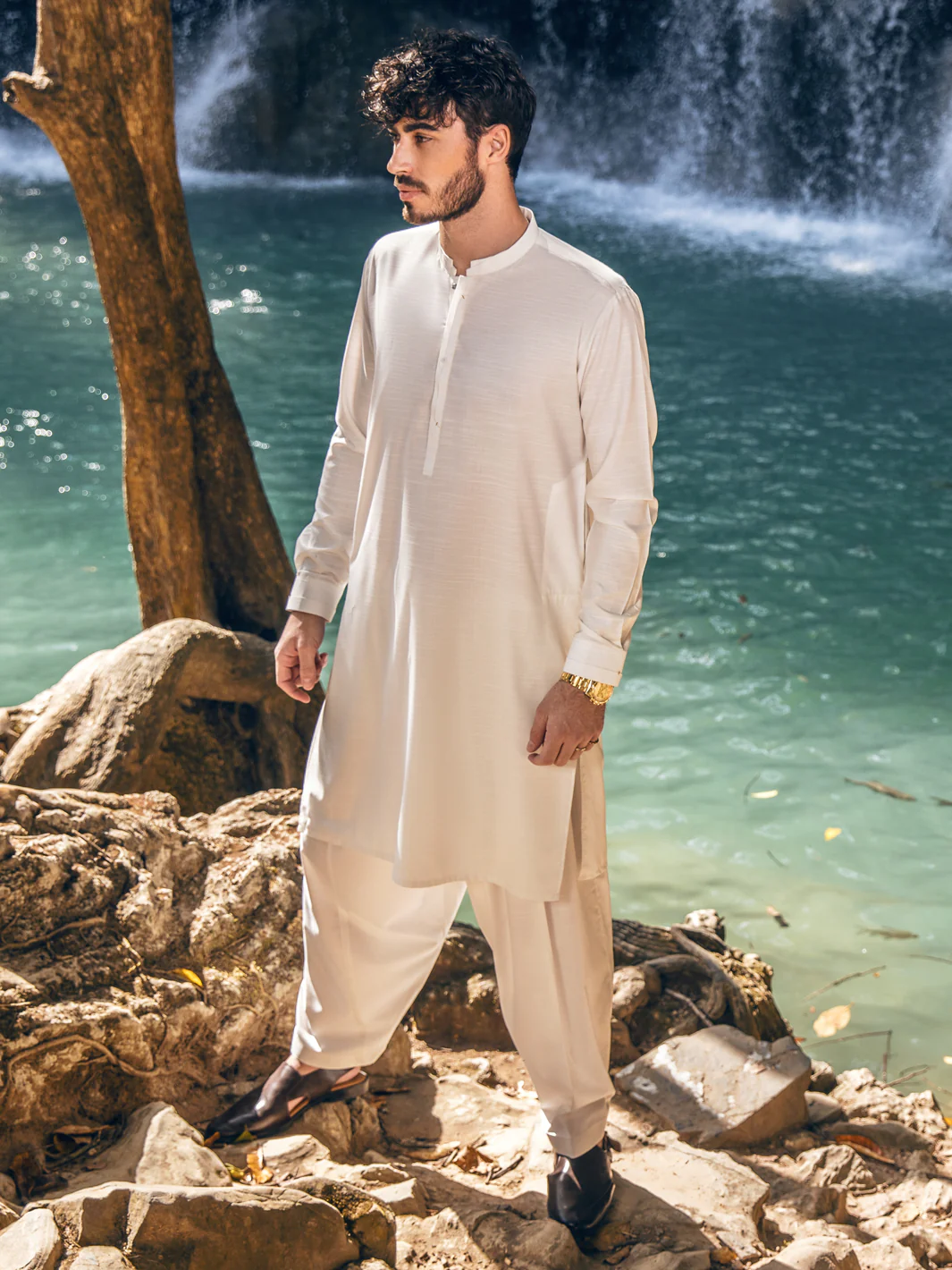 WHITE VISCOSE KAMEEZ SHALWAR | AL-KS-US-2851/AM-6058A