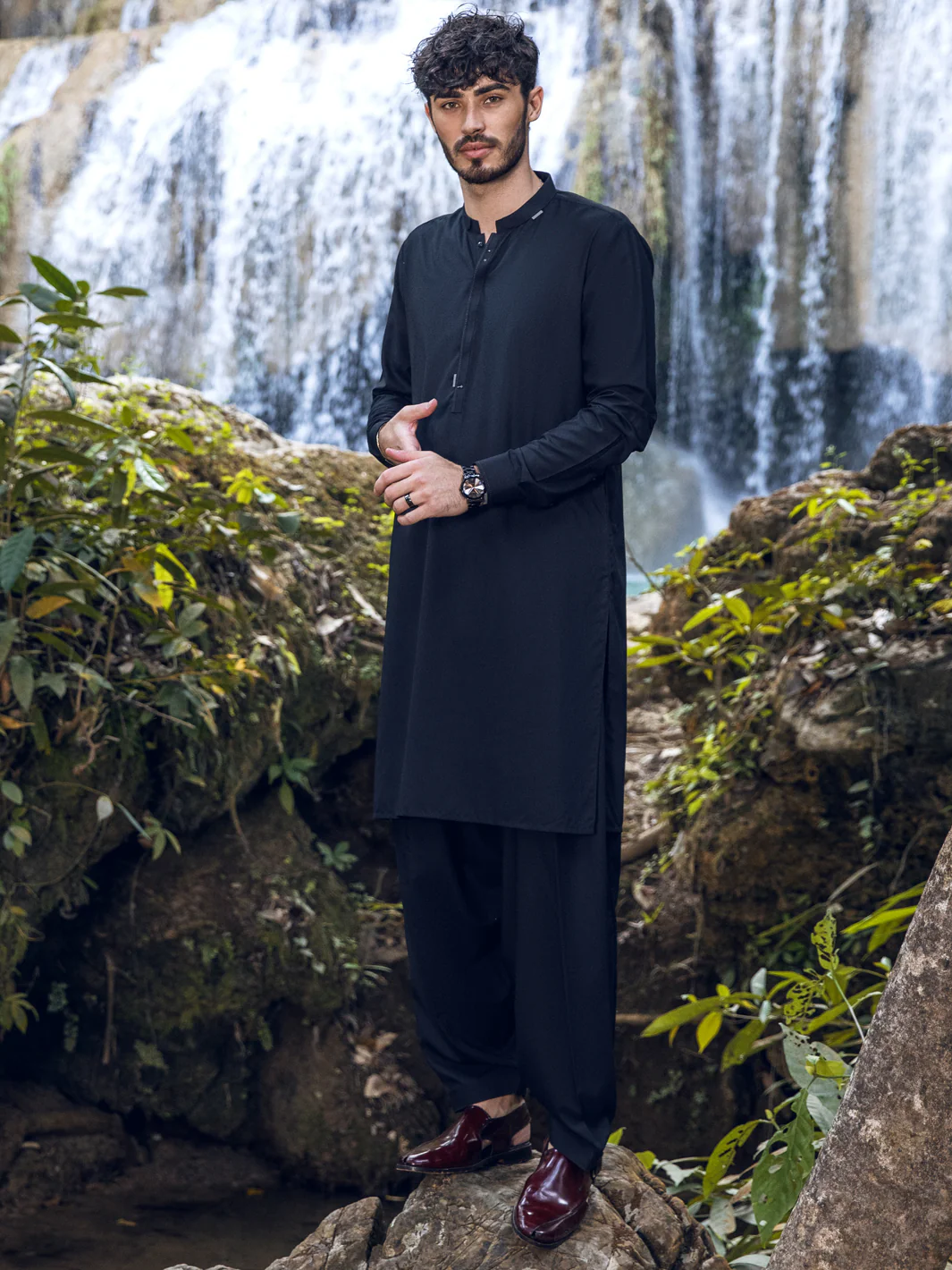 BLACK VISCOSE KAMEEZ SHALWAR | AL-KS-US-2856/AM-5092D