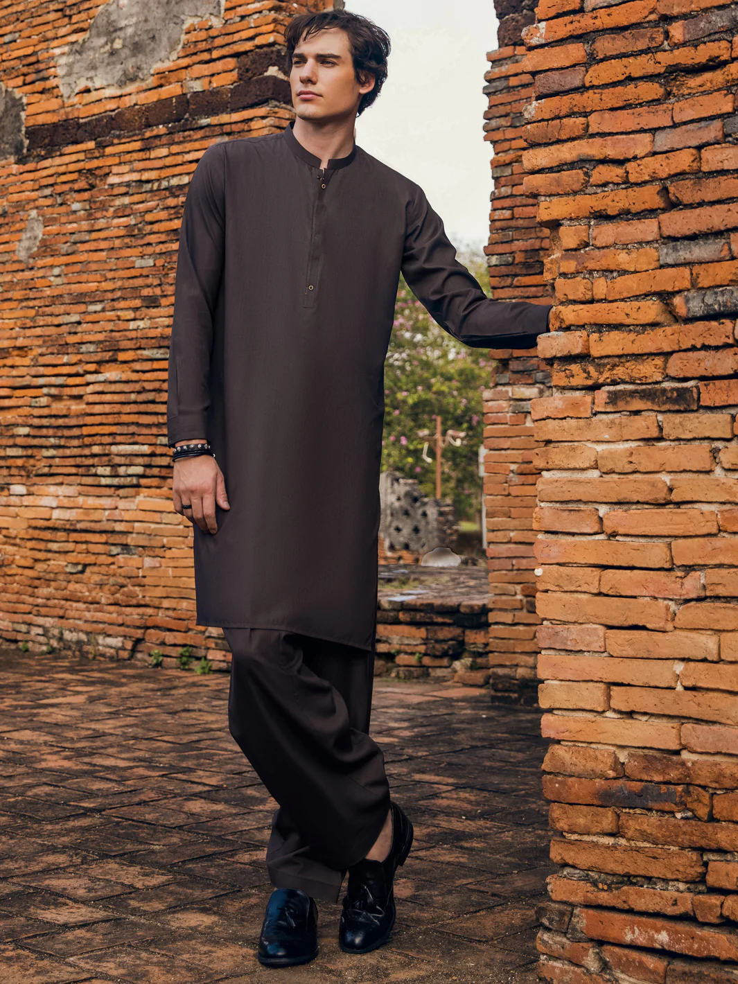 BROWN VISCOSE KAMEEZ SHALWAR | AL-KS-US-2911/AM-8431D