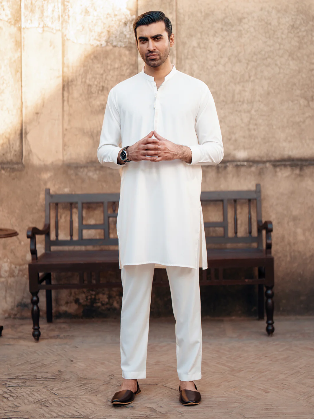 WHITE BLENDED KURTA TROUSERS | AL-KT-3062/AM-6189E
