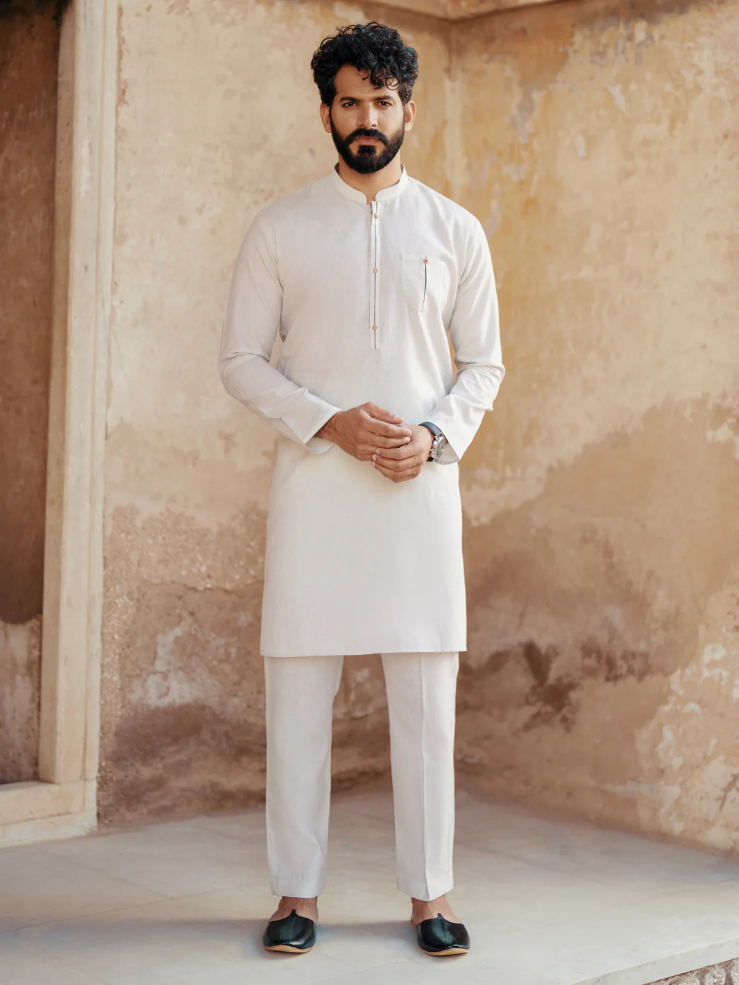 LIGHT BLUE BLENDED KURTA TROUSERS | AL-KT-3065/AM-6199D