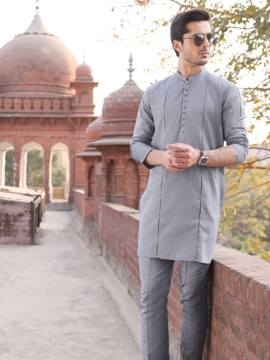 LIGHT BLUE COTTON KURTA TROUSERS | AL-KT-US-2533 V-2 2021