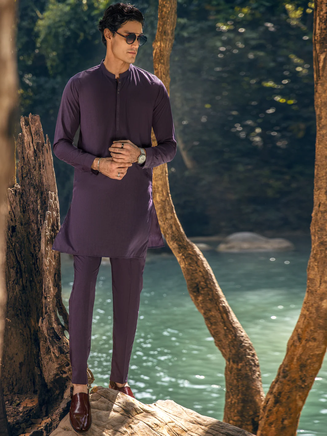 PURPLE VISCOSE KURTA TROUSERS | AL-KT-US-2884/AM-6093D