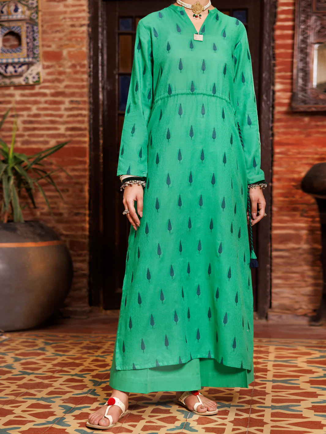 GREEN YARN DYED KURTI | AL-LK-972/LK-972A