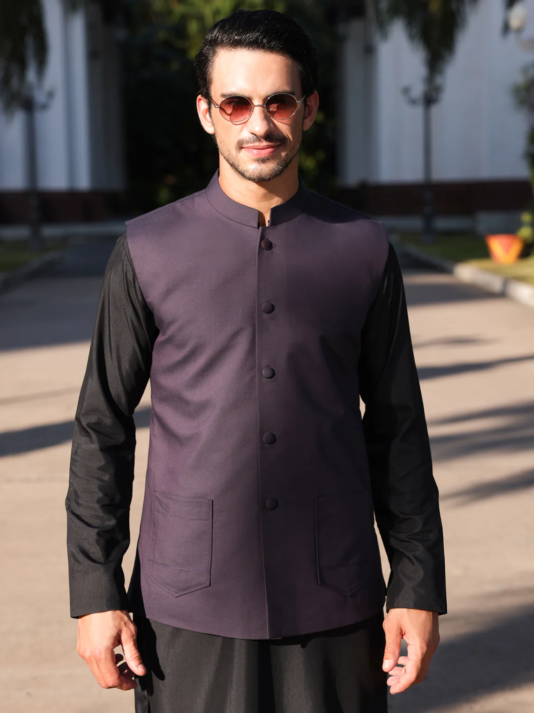 PURPLE BLENDED WAISTCOAT | AL-WC-535C/AM-5047-C1