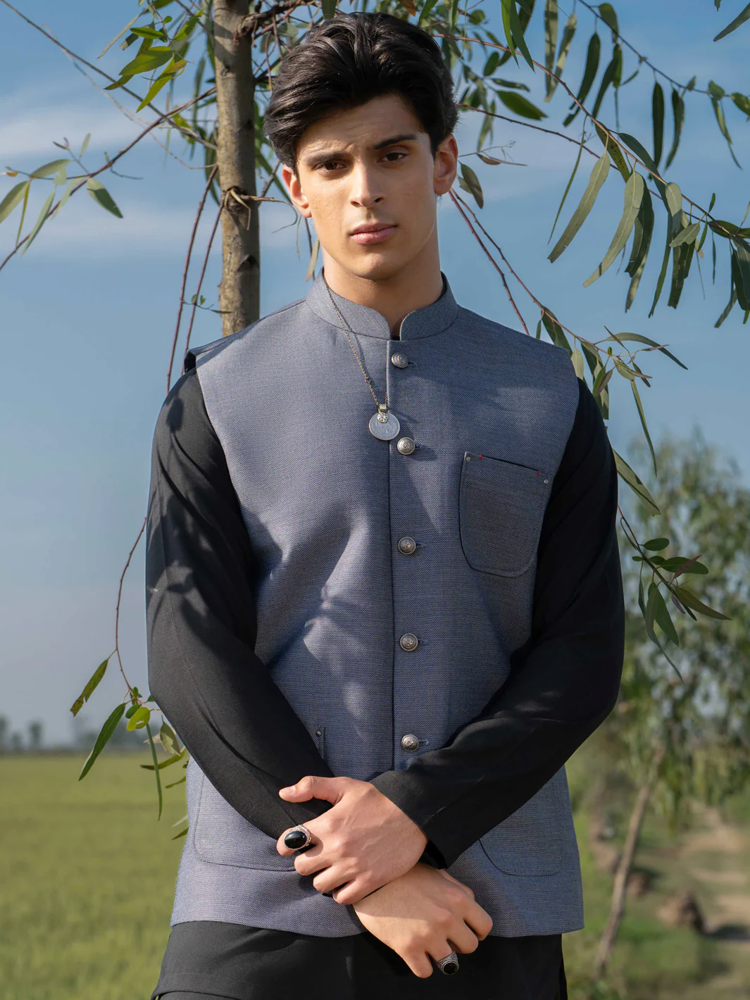 BLUE BLENDED WAISTCOAT | AL-WC-589/AM-6322A
