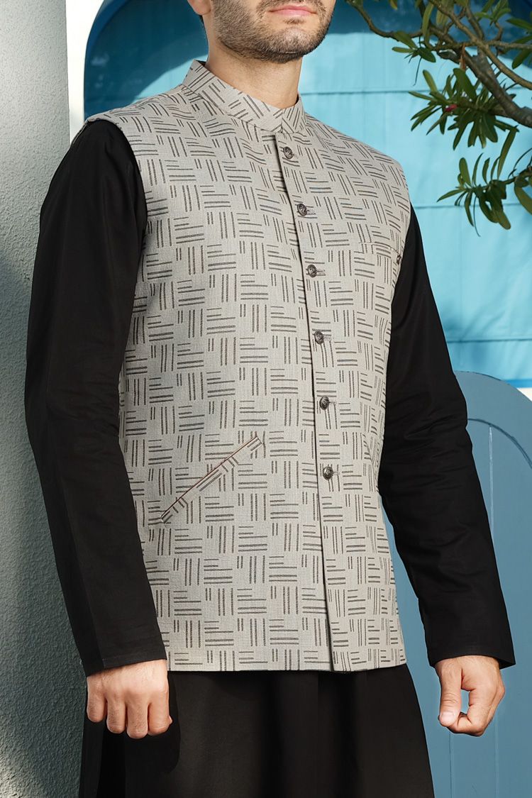 ASH GREY COTTON WAISTCOAT | AL-WC-US-287/AM-767A