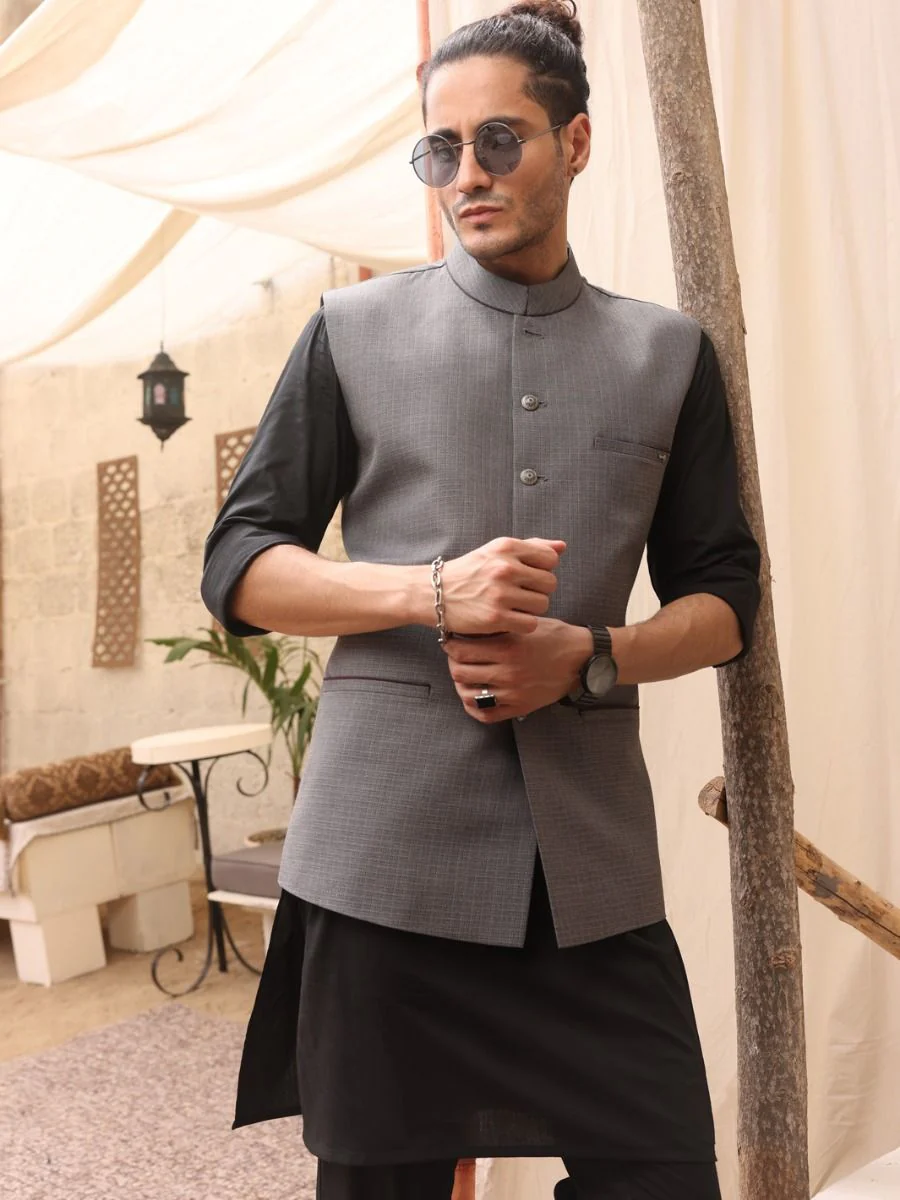 GREY VISCOSE WAISTCOAT | AL-WC-US-367/AM-980A