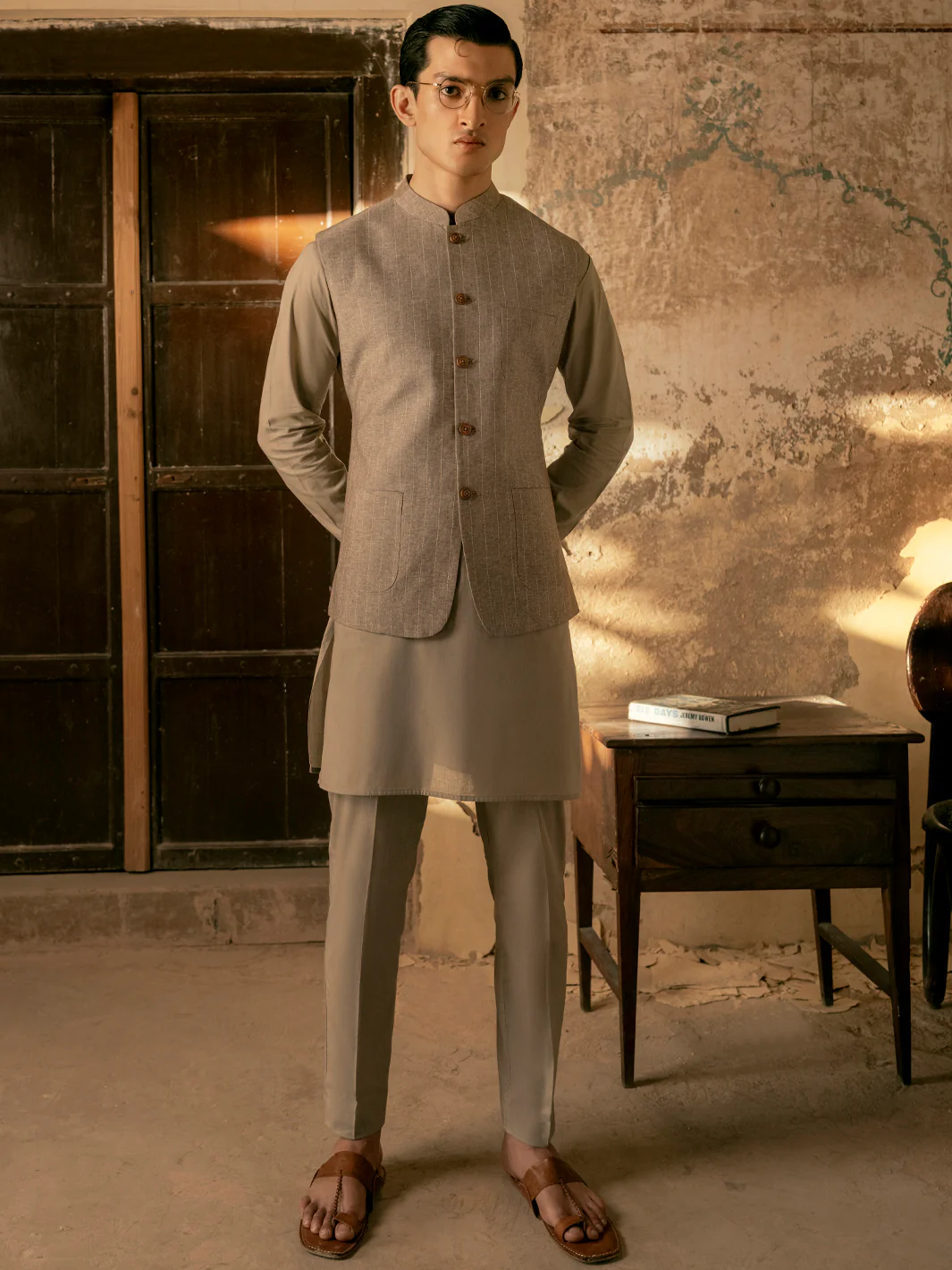 GREY LINEN WAISTCOAT | AL-WC-US-451/AM-8062A