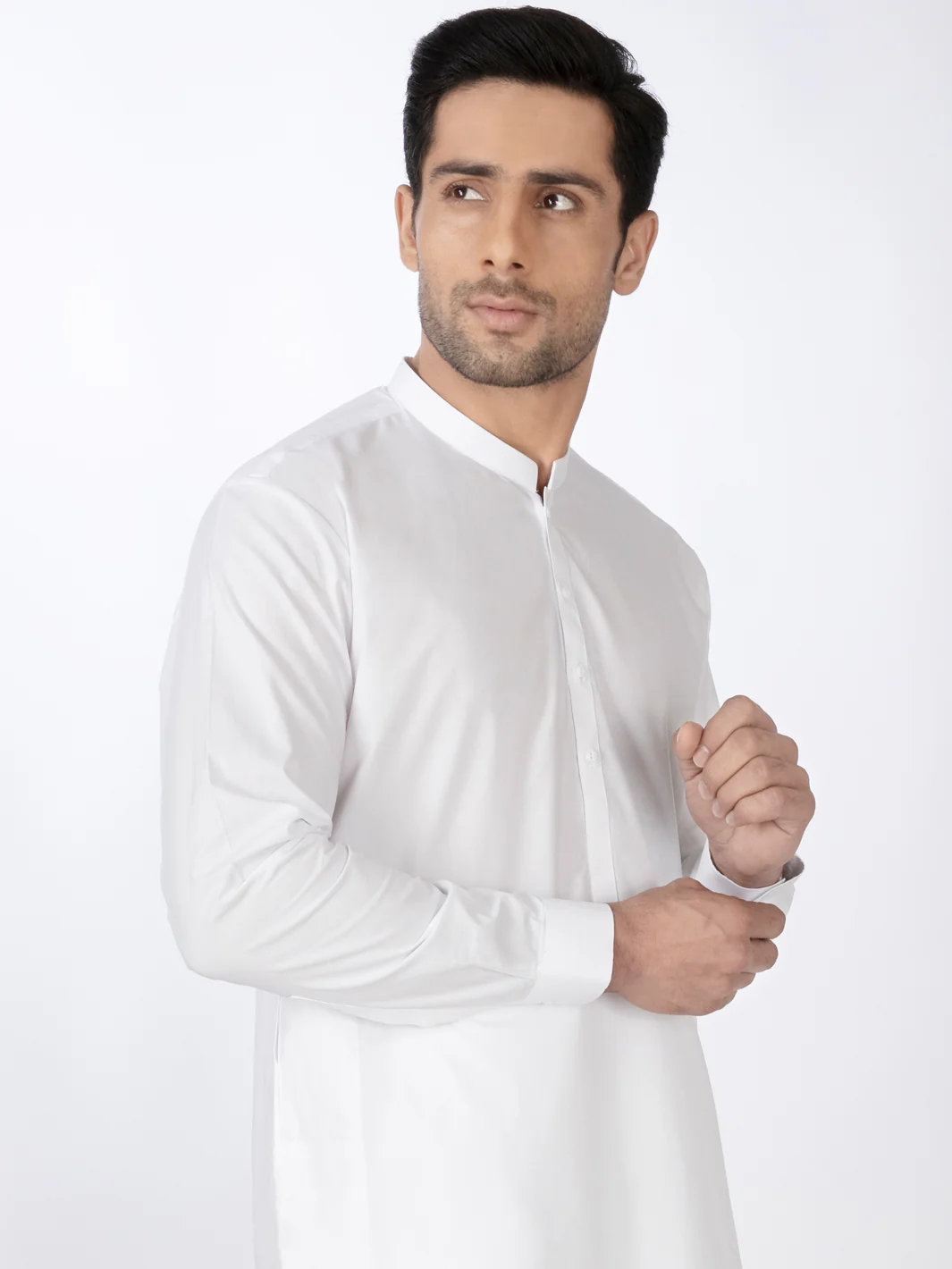 WHITE COTTON KAMEEZ SHALWAR | ALBQ-KT-002-R5/AM-6281A - Image 3