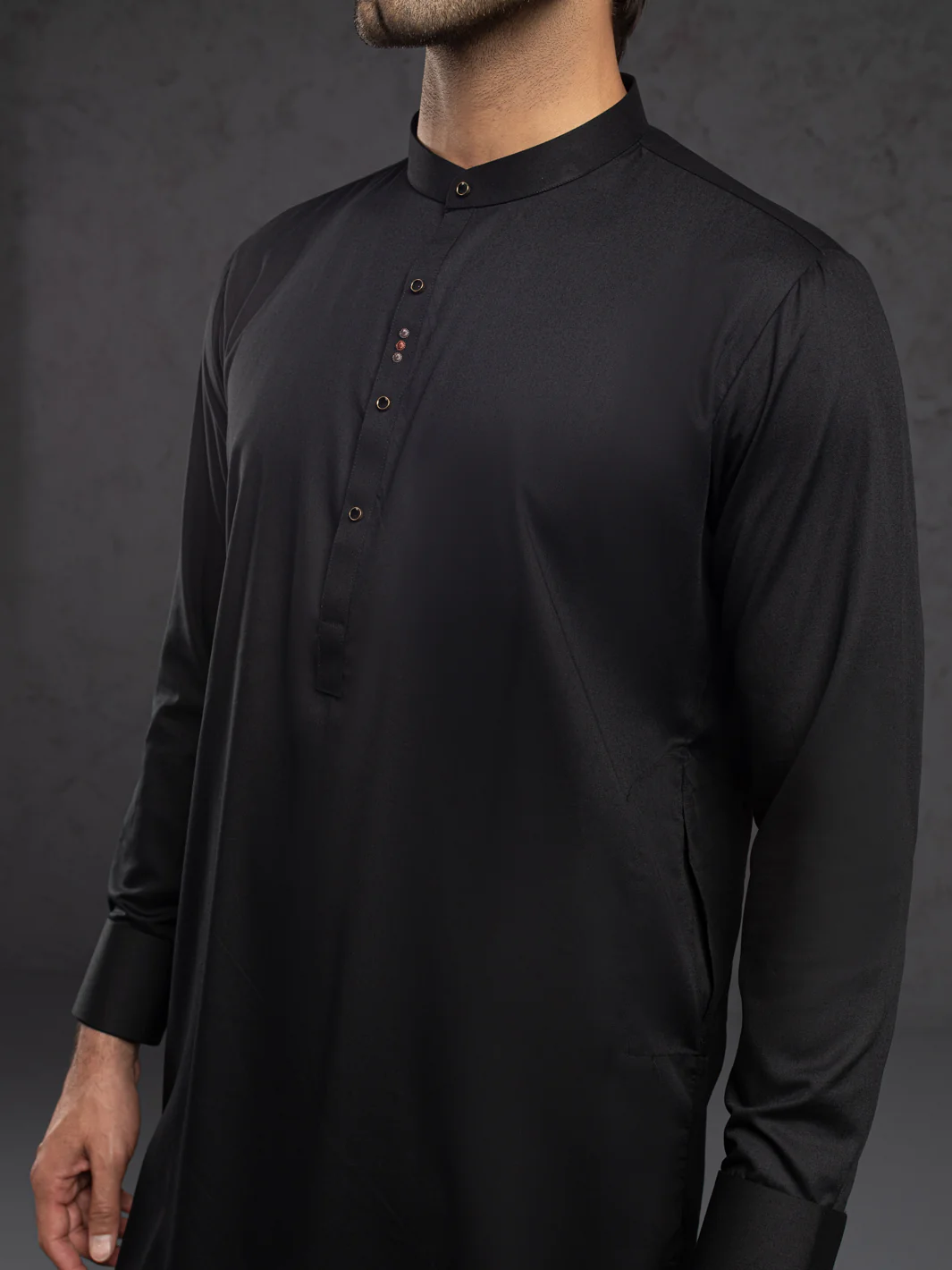 BLACK BLENDED KURTA TROUSERS | ALET-KT-1004-R2/AM-6283D - Image 3