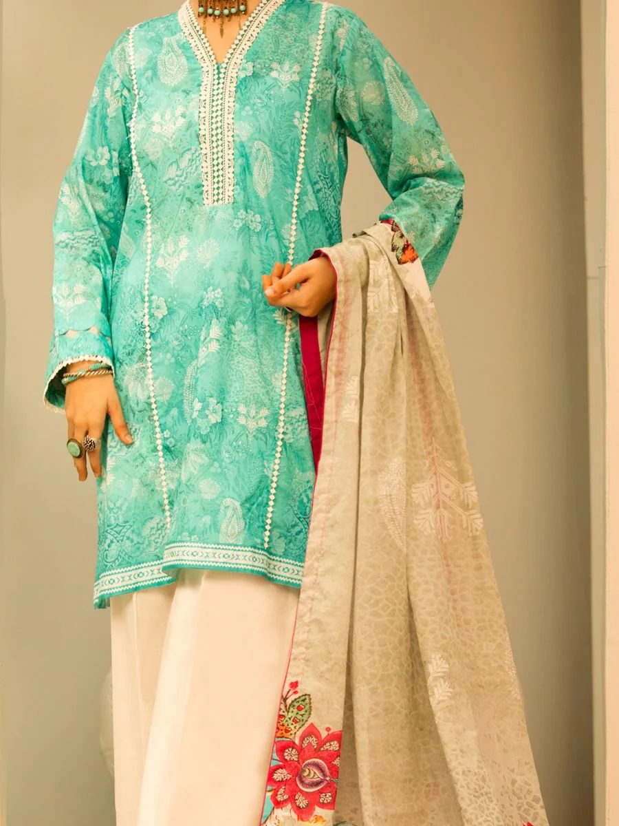 AQUA LAWN 2PC UNSTITCHED | ALP-2PS-US-1203 FB-1203A