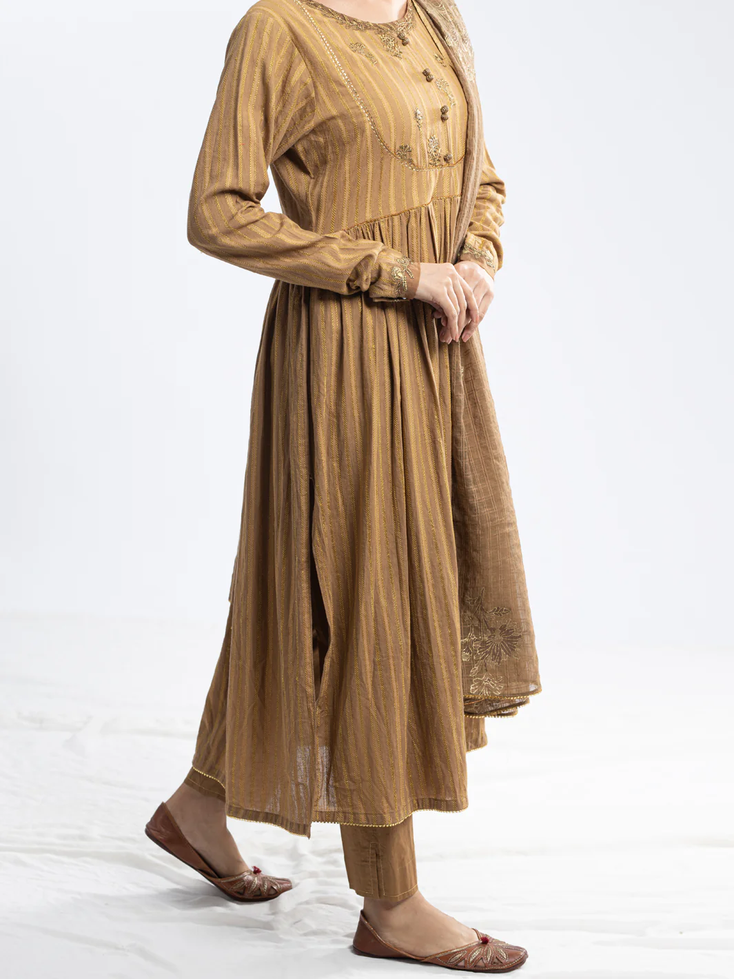 BROWN LINO KARA 3PC UNSTITCHED | ALP-3PS-1800 FB-1800A
