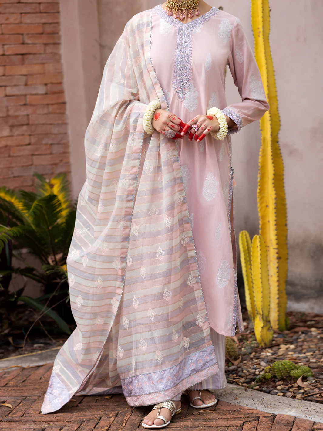 LIGHT PINK JACQUARD 3PC STITCHED | ALP-3PS-1854/S AM-2852A