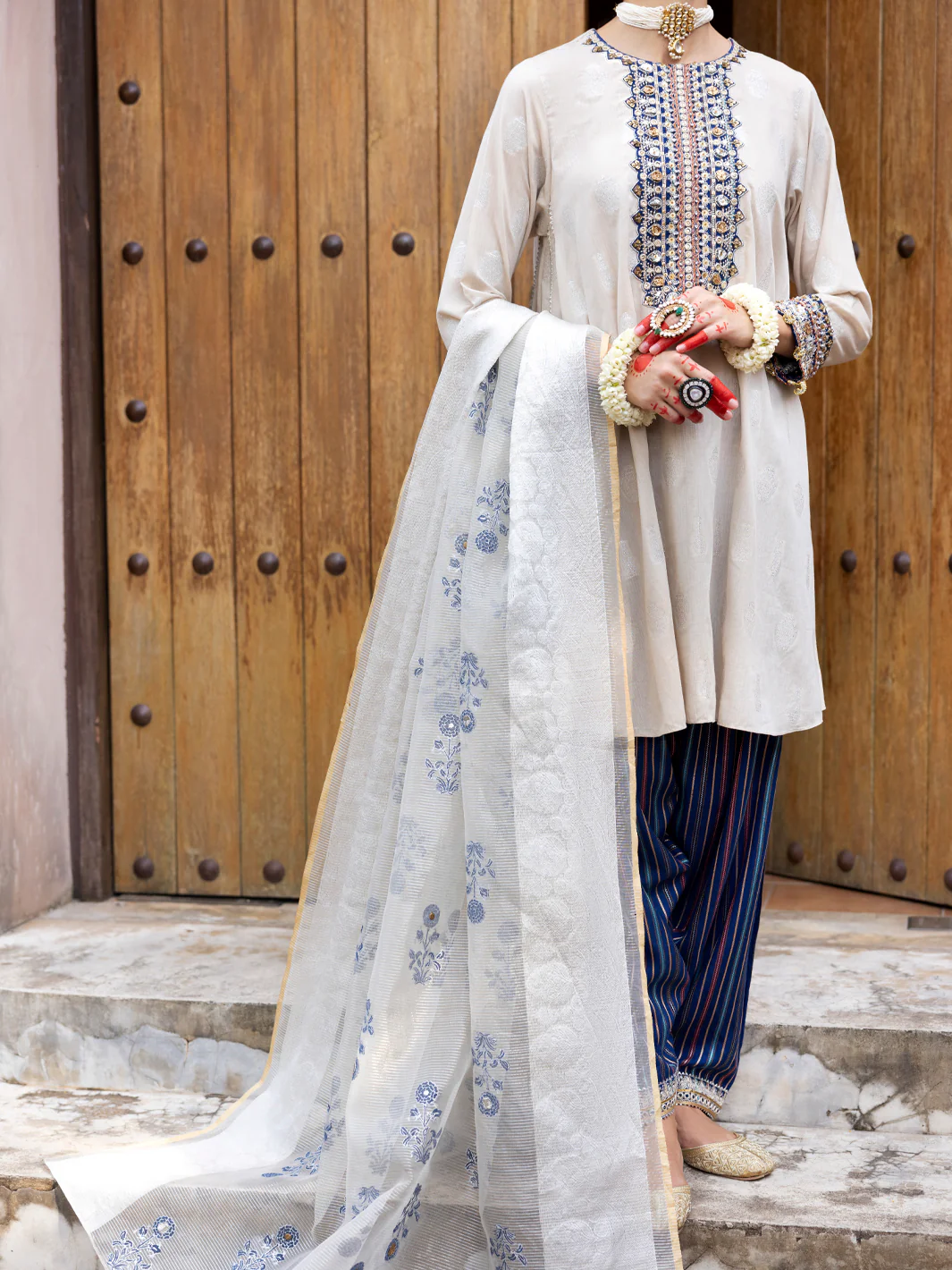 BEIGE JACQUARD 3PC STITCHED | ALP-3PS-1855/S AM-2853A