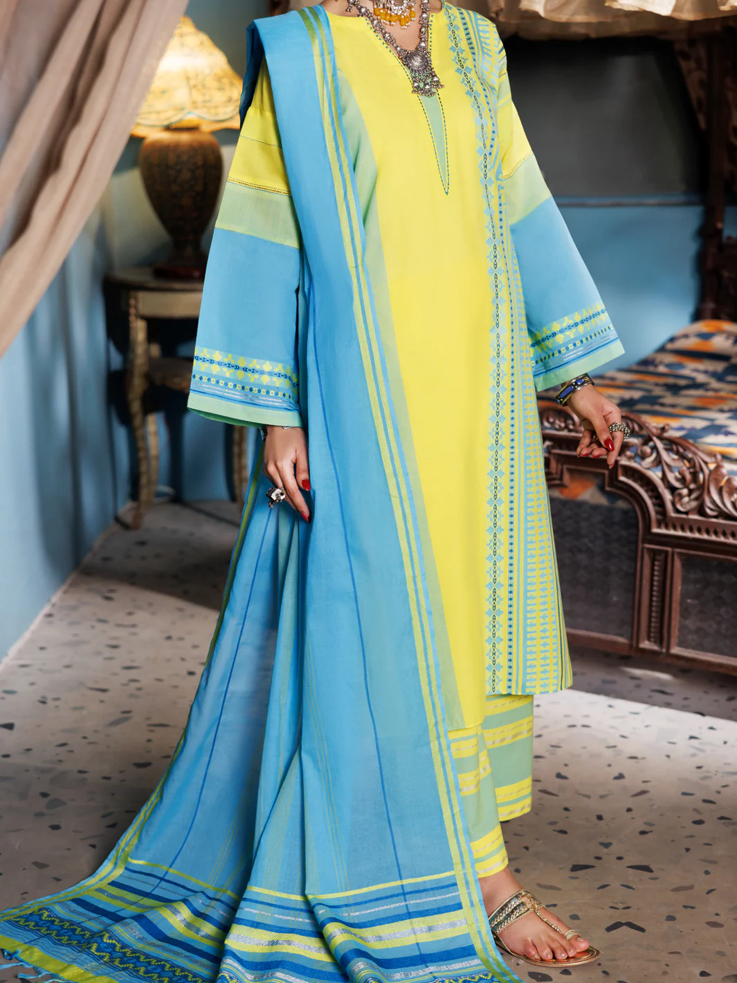 LEMON YARN DYED 3PC STITCHED | ALP-3PS-1887/S AM-2969A