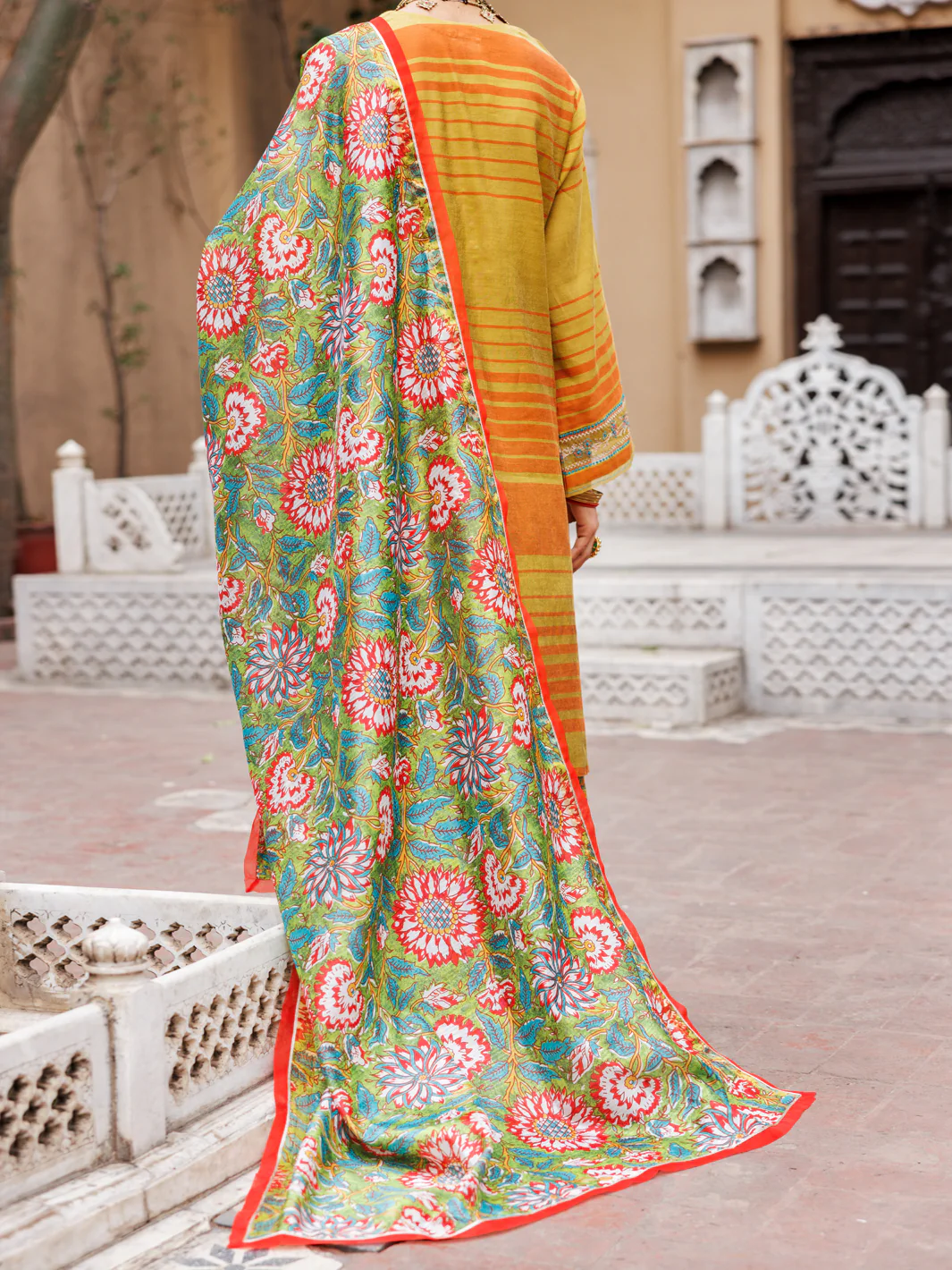 MEHNDI GREEN YARN DYED 3PC UNSTITCHED | ALP-3PS-1930 FB-1930A - Image 2
