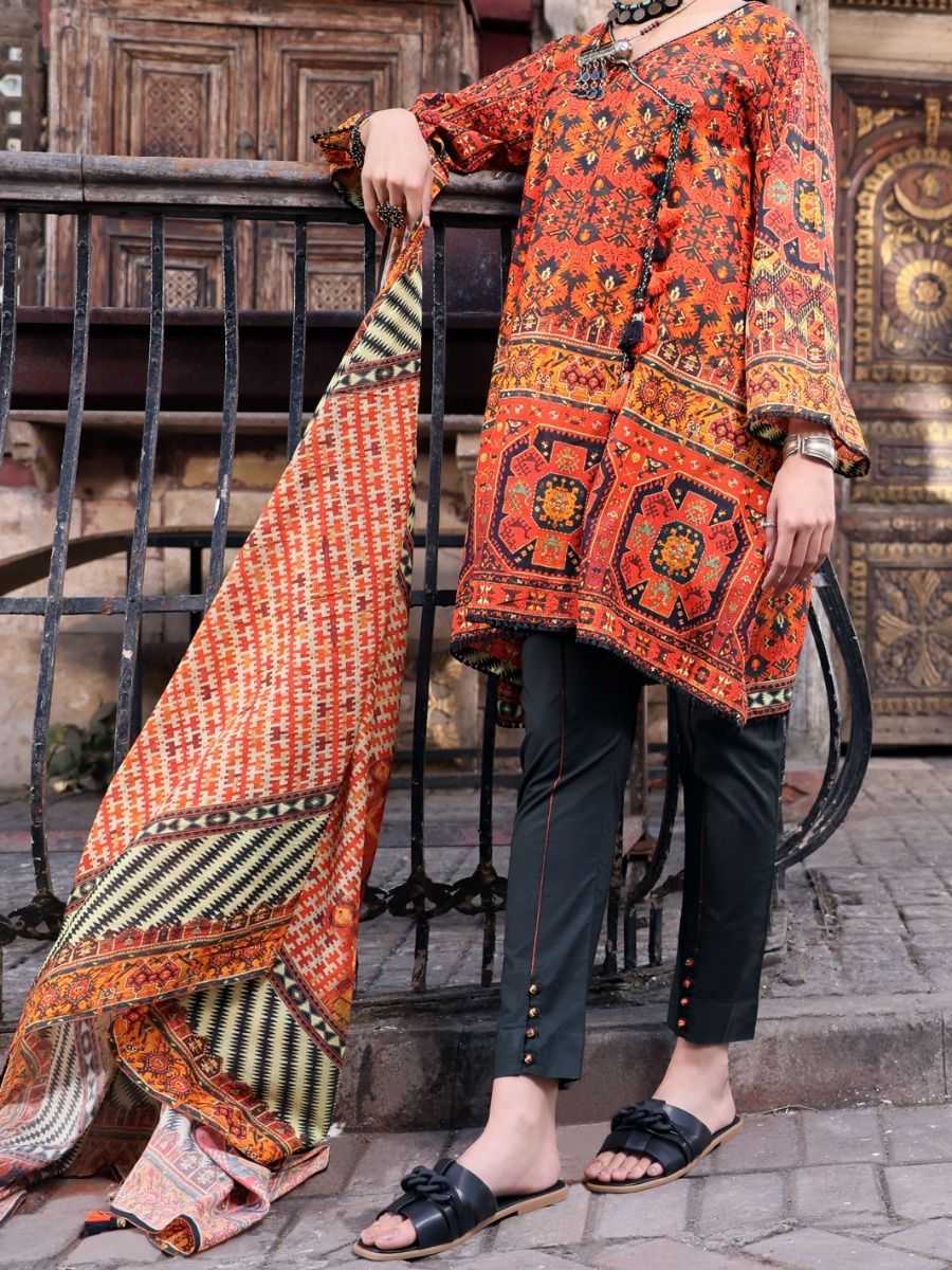 ORANGE 3PC UNSTITCHED | ALP-3PS-US-1114 V-3 2021
