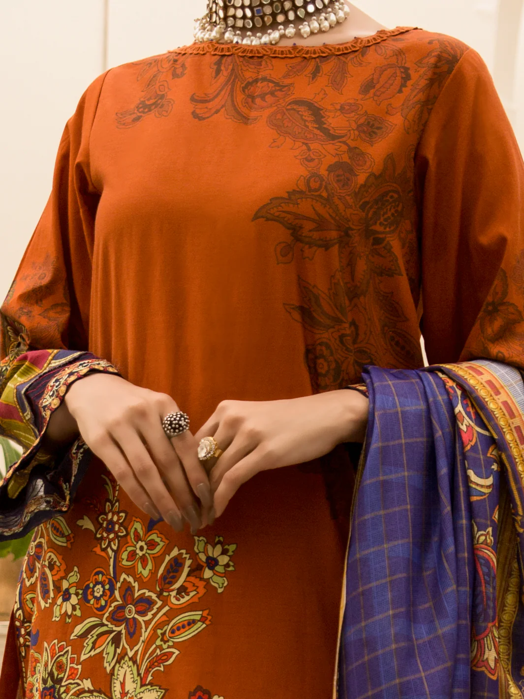 CAMBRIC TERRACOTTA 3PC UNSTITCHED | ALP-3PS-US-1175 FB-1175A - Image 3