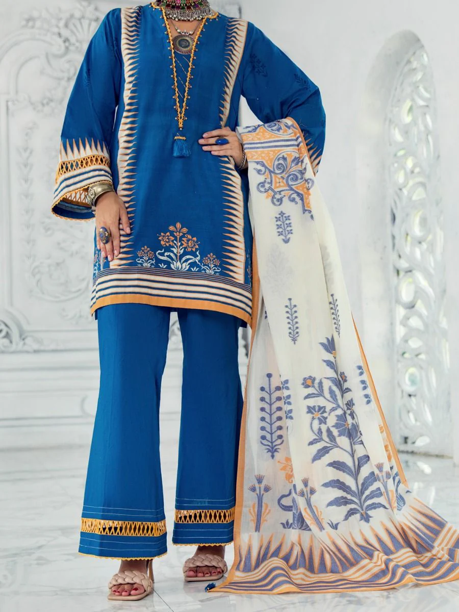 BLUE LAWN 3PC UNSTITCHED | ALP-3PS-US-1305 FB-1305A