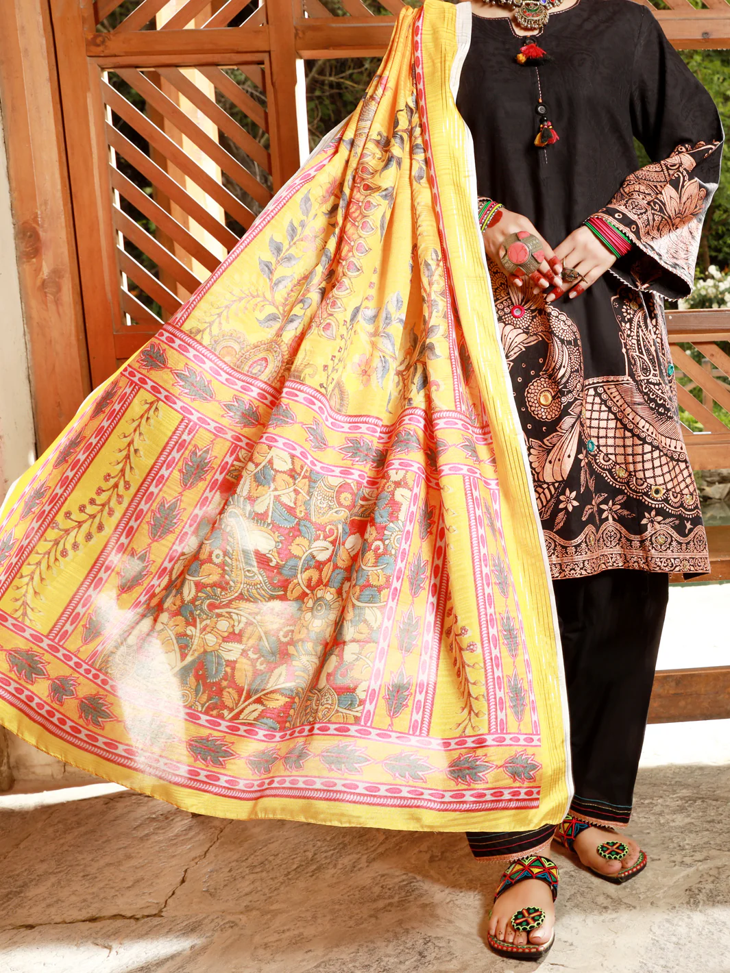 BLACK JACQUARD 3PC STITCHED | ALP-3PS-US-1386/S FB-1386A