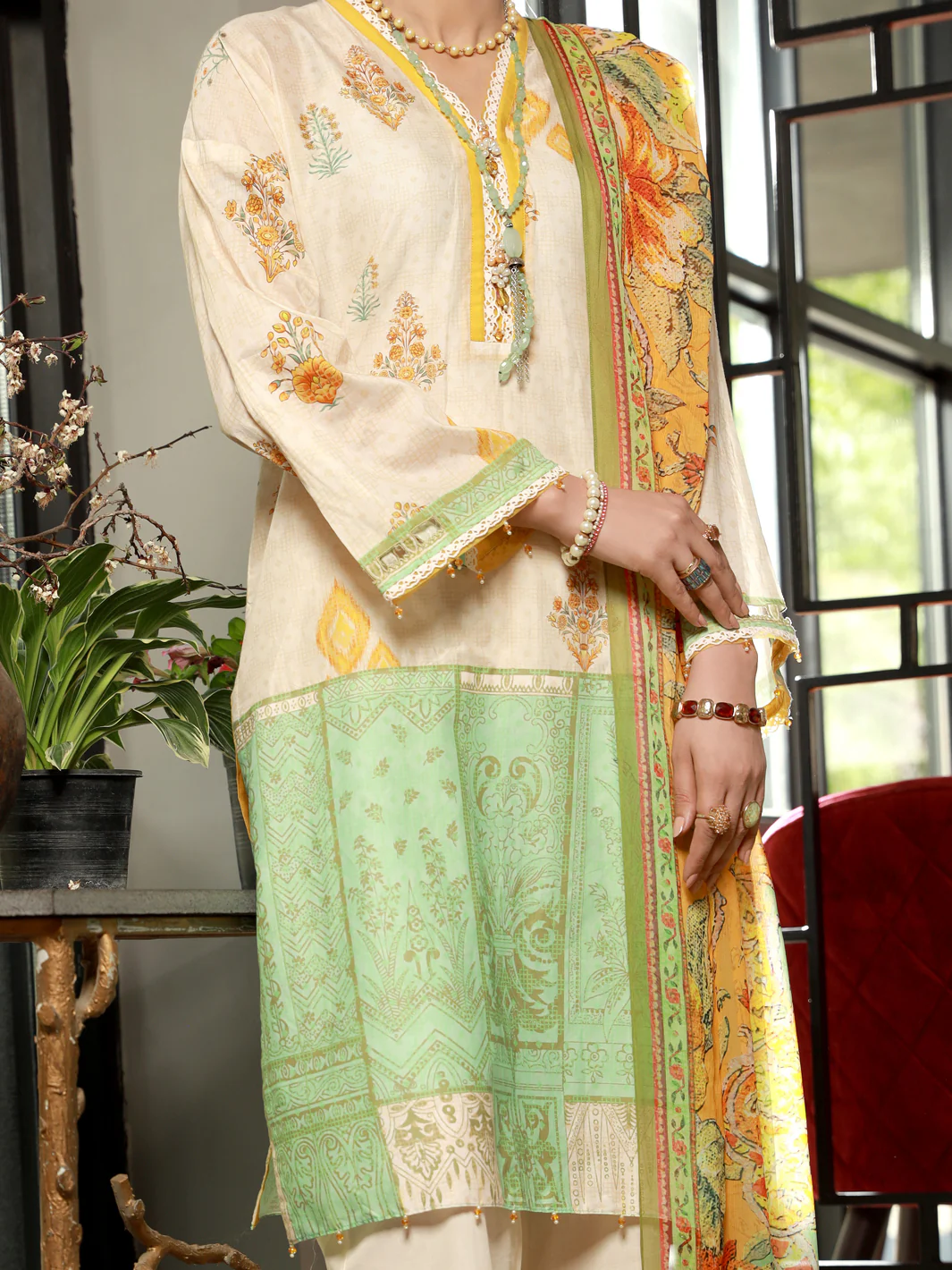 PEACH LAWN 3PC STITCHED | ALP-3PS-US-1396/S FB-1396A - Image 4