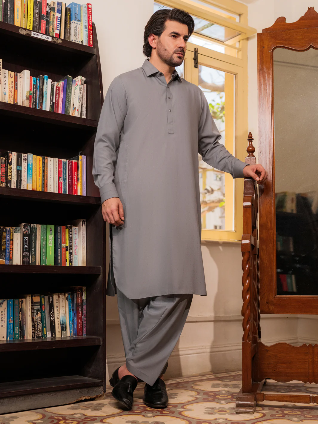 GREY BLENDED KAMEEZ SHALWAR | ALWA-KS-531/AM-6297B