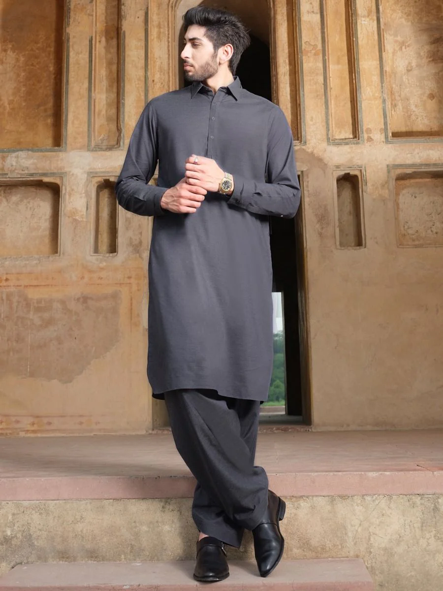 GREY COTTON KAMEEZ SHALWAR | ALWA-KS-US-209 V-4 2020