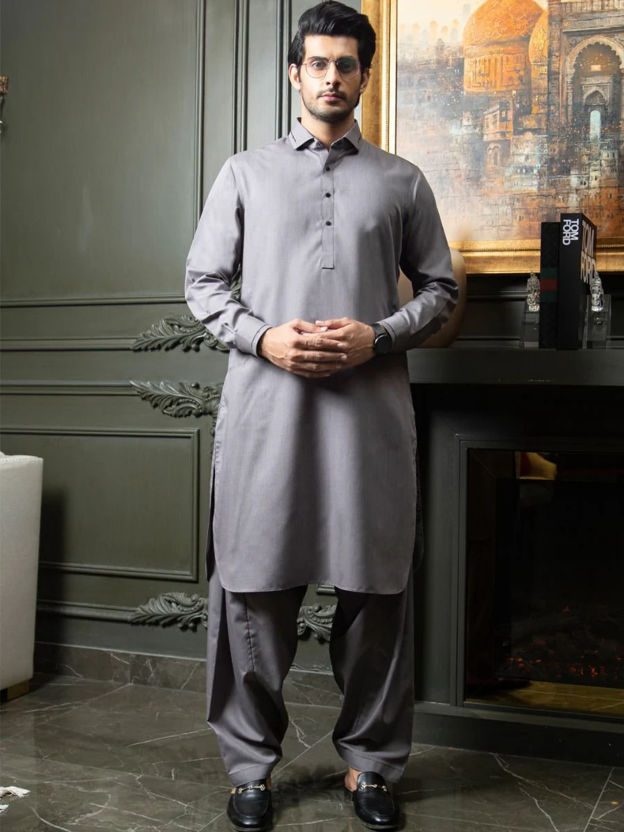 GREY VISCOSE KAMEEZ SHALWAR | ALWA-KS-US-272/AM-911A