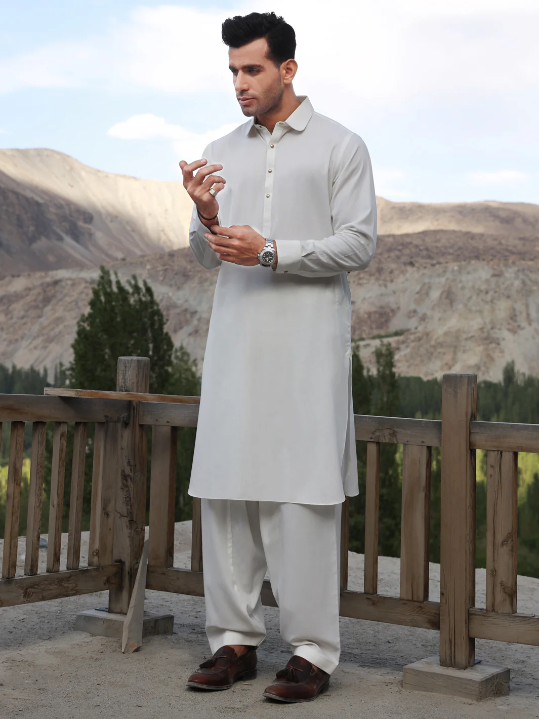 OFF WHITE VISCOSE KAMEEZ SHALWAR | ALWA-KS-US-330/AM-5083A